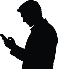 a man using mobile phone silhouette vector