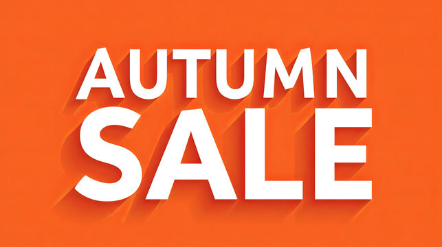 Autumn sale promotional graphic featuring bold white text on vibrant orange background, designed to attract attention and convey seasonal discounts effectively