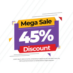 Fototapeta premium Mega sale 40 percent discount text vector illustration