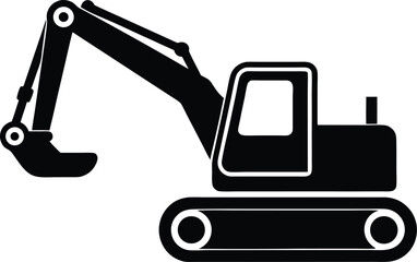 excavator construction digger icon vector