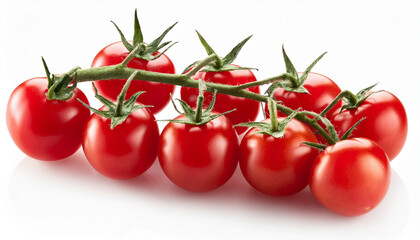 Cherry Tomato Branch Close Up Isolated On White Background