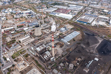 Aerial view of thermal power station in Sliven, Bulgaria