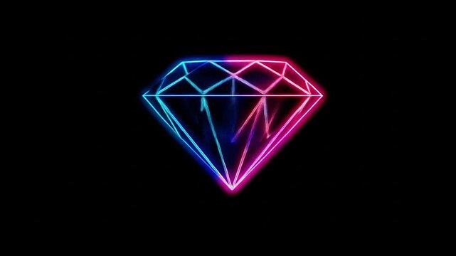 Abstract neon diamond illustration against black background