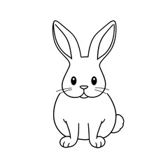Obraz premium Cute vector rabbit with big ears and eyes, simple line drawing, Easter symbol. Adorable rabbit for Easter, children's book or educational material. Concept cute animal illustrations.