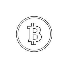 Obraz premium Outlined bitcoin symbol as virtual currency on white background, simple coin design. Bitcoin symbol indicates blockchain tech, digital money. Commercial concept,