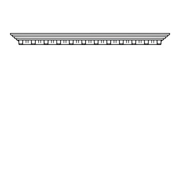 Gray cornice molding, architectural detail for interior decoration. Simple cornice molding features elegant repeating pattern, linear structure suitable for ceiling trim.