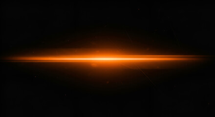 Abstract orange light streak shining brightly against a dark background