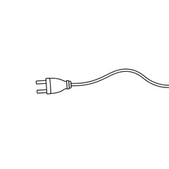 Obraz premium Electric plug with cable on white presents enchufe eléctrico con cable en blanco in minimalist design, showcasing power outlet.