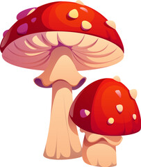 Cartoon Halloween scary mushrooms for horror night holiday, vector icon. Halloween trick or treat party and spooky holiday symbol of witch poisonous mushroom amanita or magic forest toadstool