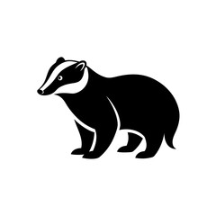 Obraz premium Illustration of a badger in black and white on transparent background silhouette