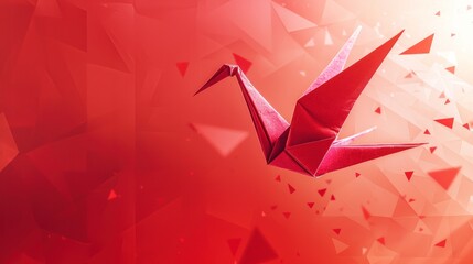 Red origami crane design