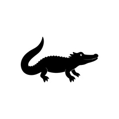 Fototapeta premium Silhouette of a full body alligator art on transparent background