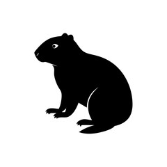 Obraz premium Silhouette of a capybara sitting down on transparent background