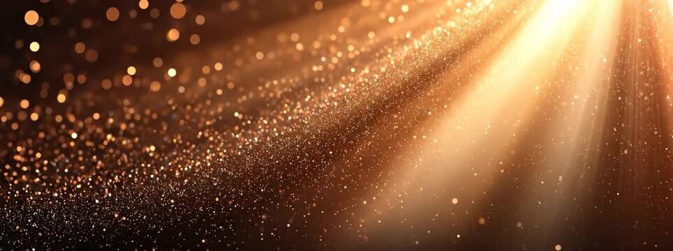 Golden Light Particles and Sparkles Creating Dreamy Bokeh Background for Artistic Visuals and Celebratory Designs