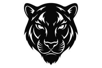 Fototapeta premium Vector art of a striking black and white vector illustration of a tigers head, showcasing its fierce gaze and intricate fur patterns, perfect for logos and designs