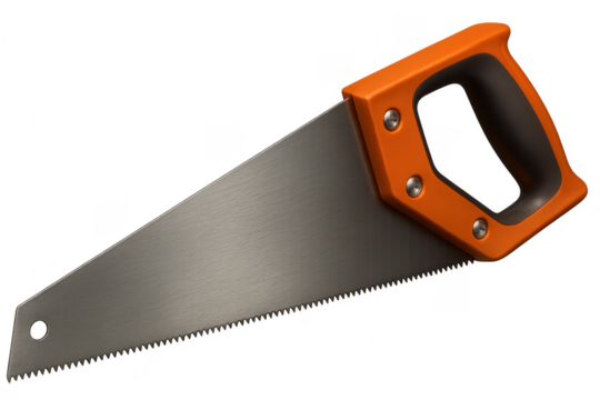 Hand saw with orange handle for carpentry work - Powered by Adobe