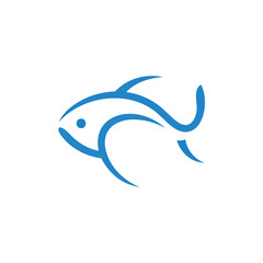 Obraz premium A minimalist blue fish logo with flowing lines a simple abstract aquatic animal icon for branding.