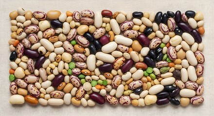 Fototapeta premium Assortment of colorful dried beans and legumes a healthy and nutritious food source.