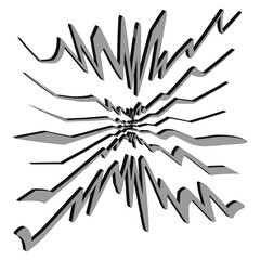 Abstract spiral explosion. Shattered glass symbol. Dynamic motion illustration. Vector destruction concept.
