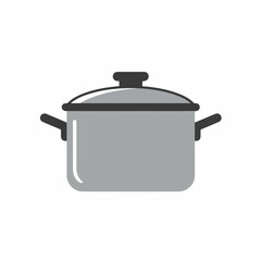 Simple Flat Design Cooking Pot with Lid Kitchen Utensil Illustration