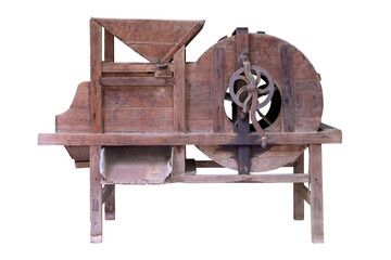 Ancient rice milling Machine it using human power © nuwatphoto