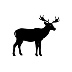 Obraz premium Silhouette of a deer with large antlers on transparent background