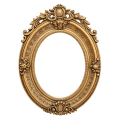 Antique Gold Oval Picture Frame Isolated