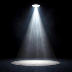 Spotlight Illumination: An isolated spotlight beams down in a dark, atmospheric setting, the light illuminating a blank circle, suggesting potential and focus.
