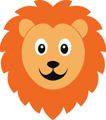 Cute Cartoon Lion Face Vector Illustration. Funny Lion Cartoon Face Vector. Lion head vector. funny lion head isolated illustration.