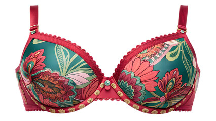 Luxurious floral bra with detailed pattern and design isolated on transparent background
