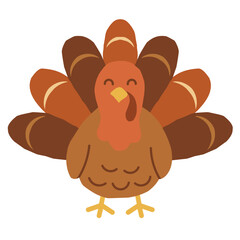 Cute turkey bird illustration for thanksgiving