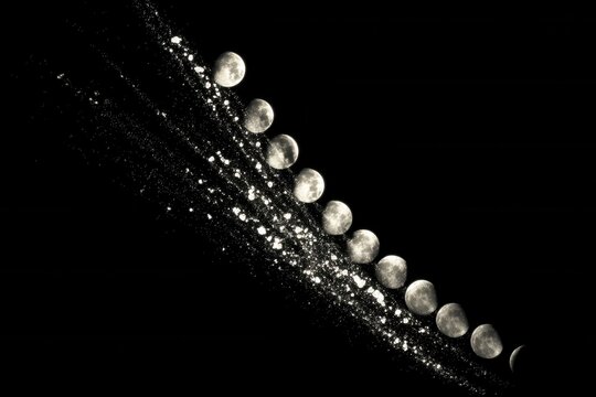 Composite image of moon phases and star trail.