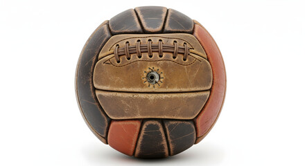 Vintage leather soccer ball with intricate stitching, perfect for sports history, nostalgia, and retro design projects
