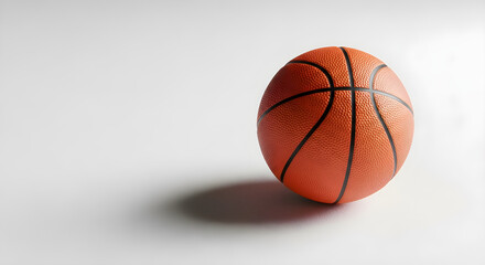 Orange basketball with black lines on a neutral white background, perfect for sports concepts and design projects