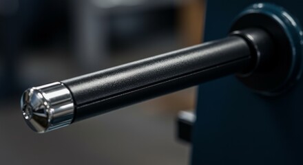 Closeup of industrial machine component with metallic finish  