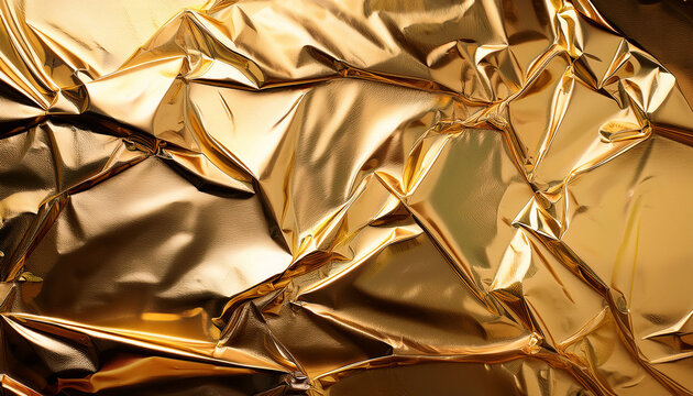 Gold Foil Background With Light Reflections Golden Textured Generative Example
