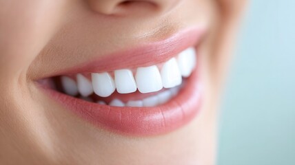 Obraz premium Smiling woman revealing bright, healthy teeth, representing dental wellness and positive oral care habits