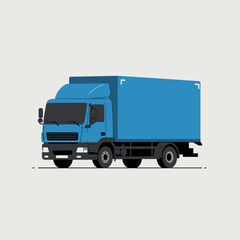 Blue delivery truck for cargo and logistics services.