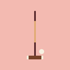 Polo mallet and ball illustration on a plain background for sports.