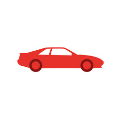 Red Sports Car Silhouette on White Background.
