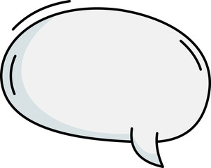 Isolated Cartoon Style Speech Bubble with a Tail, Black Outline and White Fill