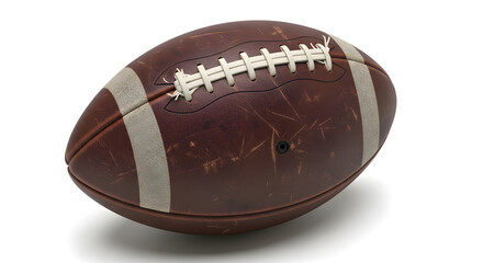 Detailed view of a classic brown leather football, ready for action and representing American sports.