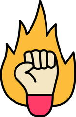Empowering Strength: Fist in Flames, Symbol of Resistance and Determination