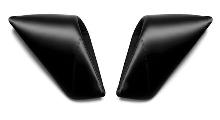 Elegant black leather chair design elements for modern interior decor, showcasing luxury and comfort with shadows