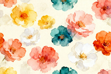 Vibrant Watercolor Floral Pattern Background