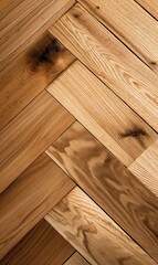 Elegant Herringbone Wooden Plank Flooring Showcasing Rich Textures and Natural Grain Variations