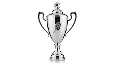 Elegant silver tennis trophy with intricate details, perfect for awards, championships, and sporting events