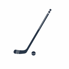 Simple Silhouette Hockey Stick and Puck Sport Equipment Illustration
