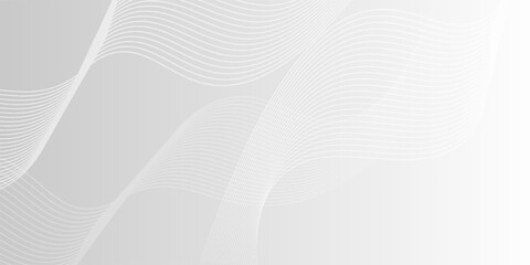 Grey gradient background with line waves. Minimal smooth elegant grey backdrop. Abstract motion wavy lines, dynamic design for banner, ads, poster, cover, social media.