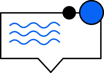 Stylized Water Notification Bubble with Waves and Circular Indicators Design